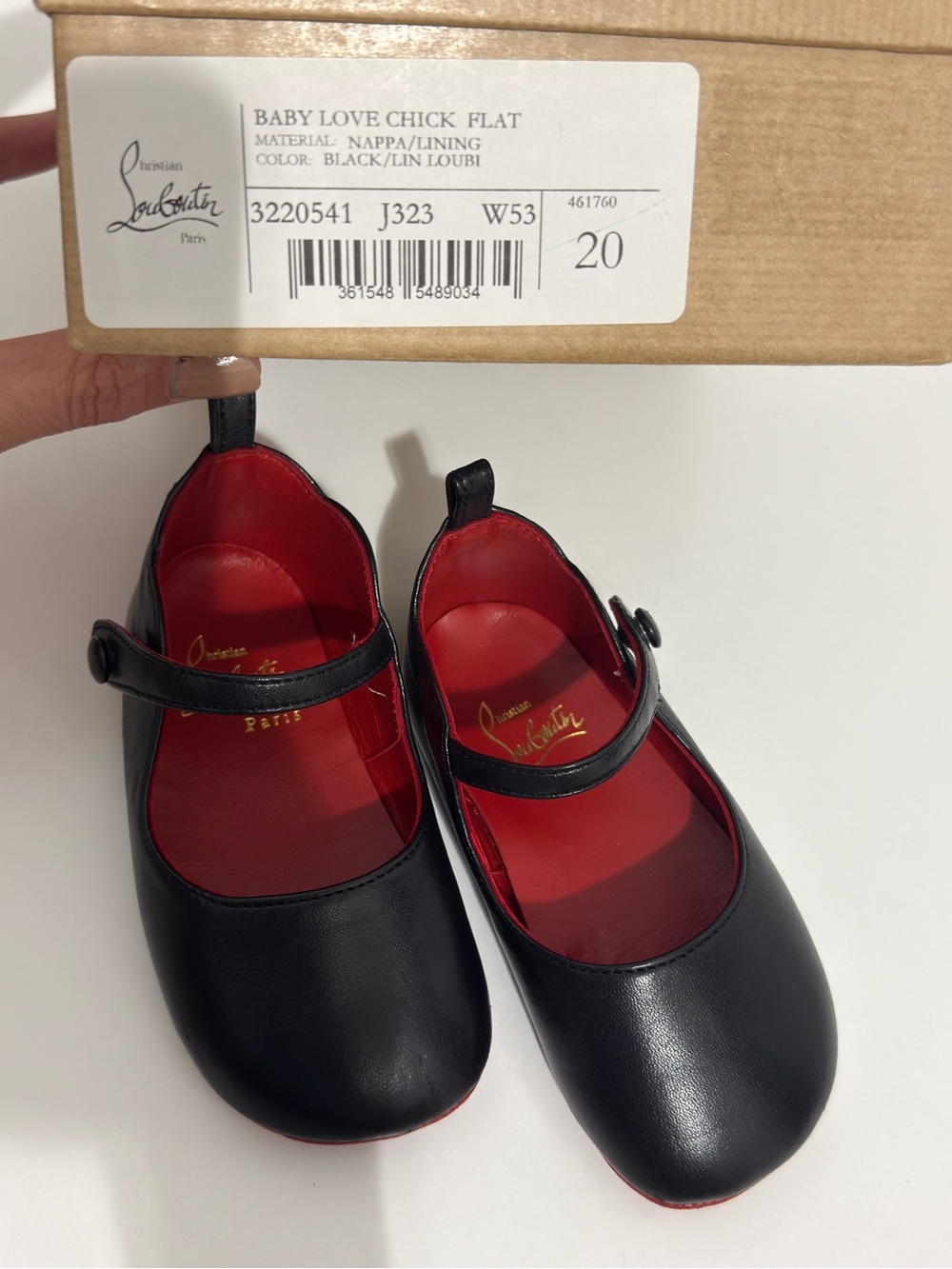 Christian Louboutin Black Leather Mary Jane Kids Shoes with Red Lining